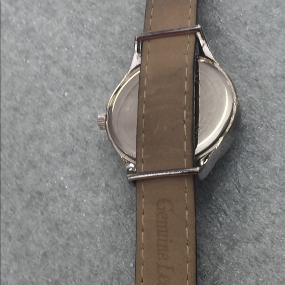 Ecclissi Sterling Silver Black Leather Band Watch - Picture 3 of 4